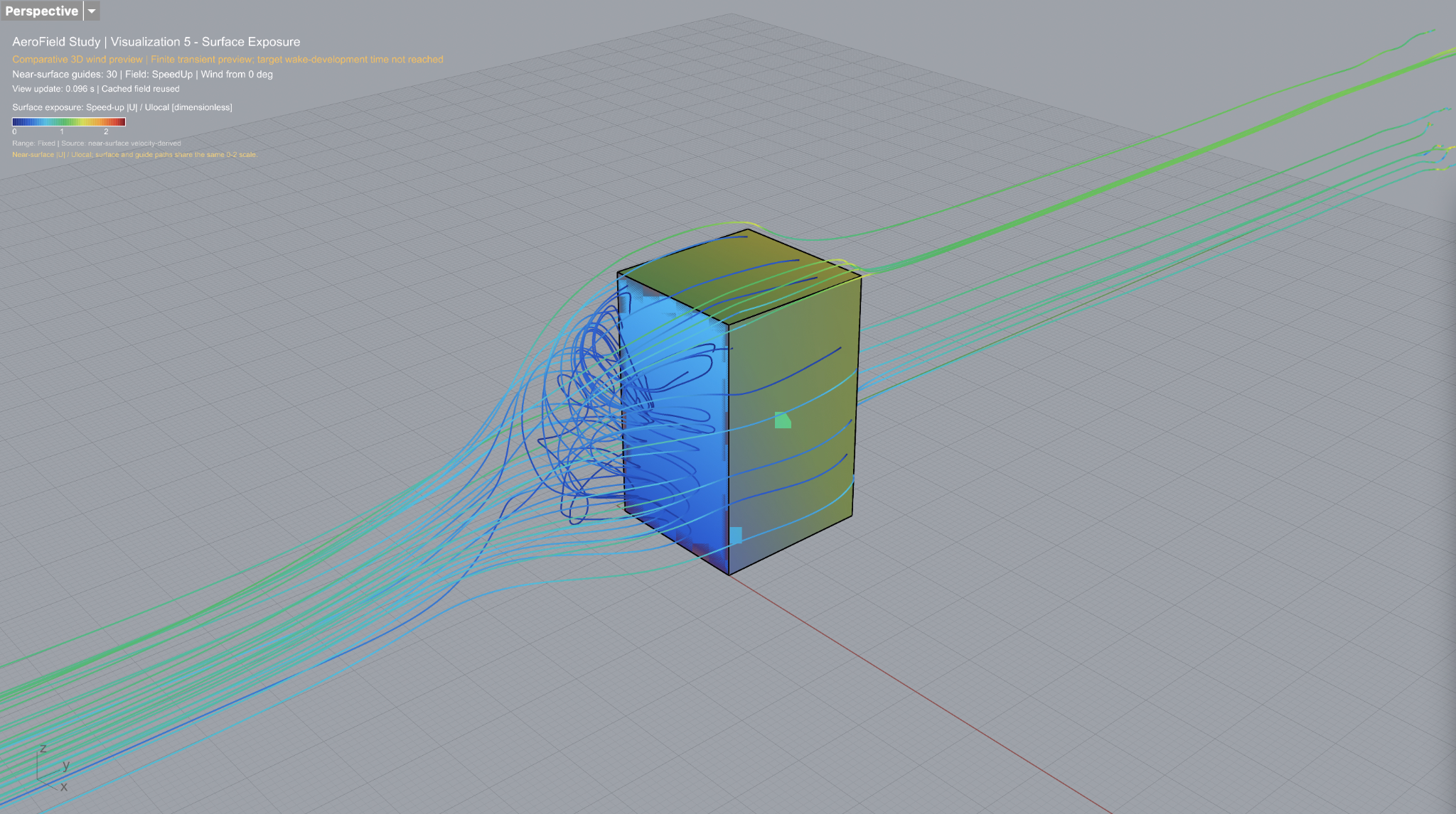 AeroField surface exposure visualization on a building